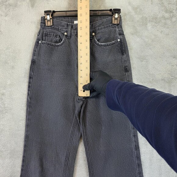 Pacsun Jeans Womens 23 Black High Rise Bootcut Frayed Hem Button Fly Distressed - Picture 5 of 11
